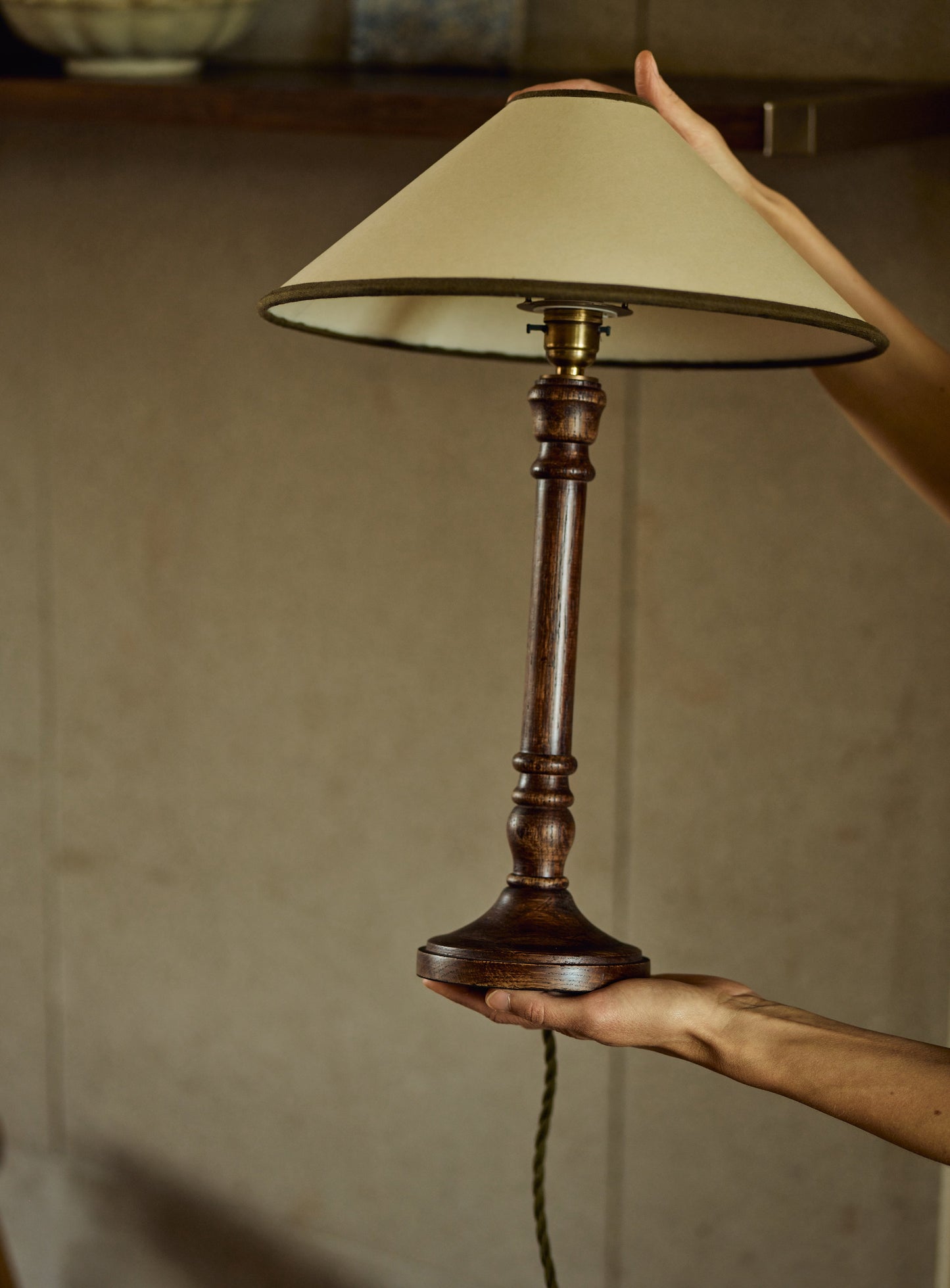 Lampă de masă Edwin stejar, uleiat întunecat