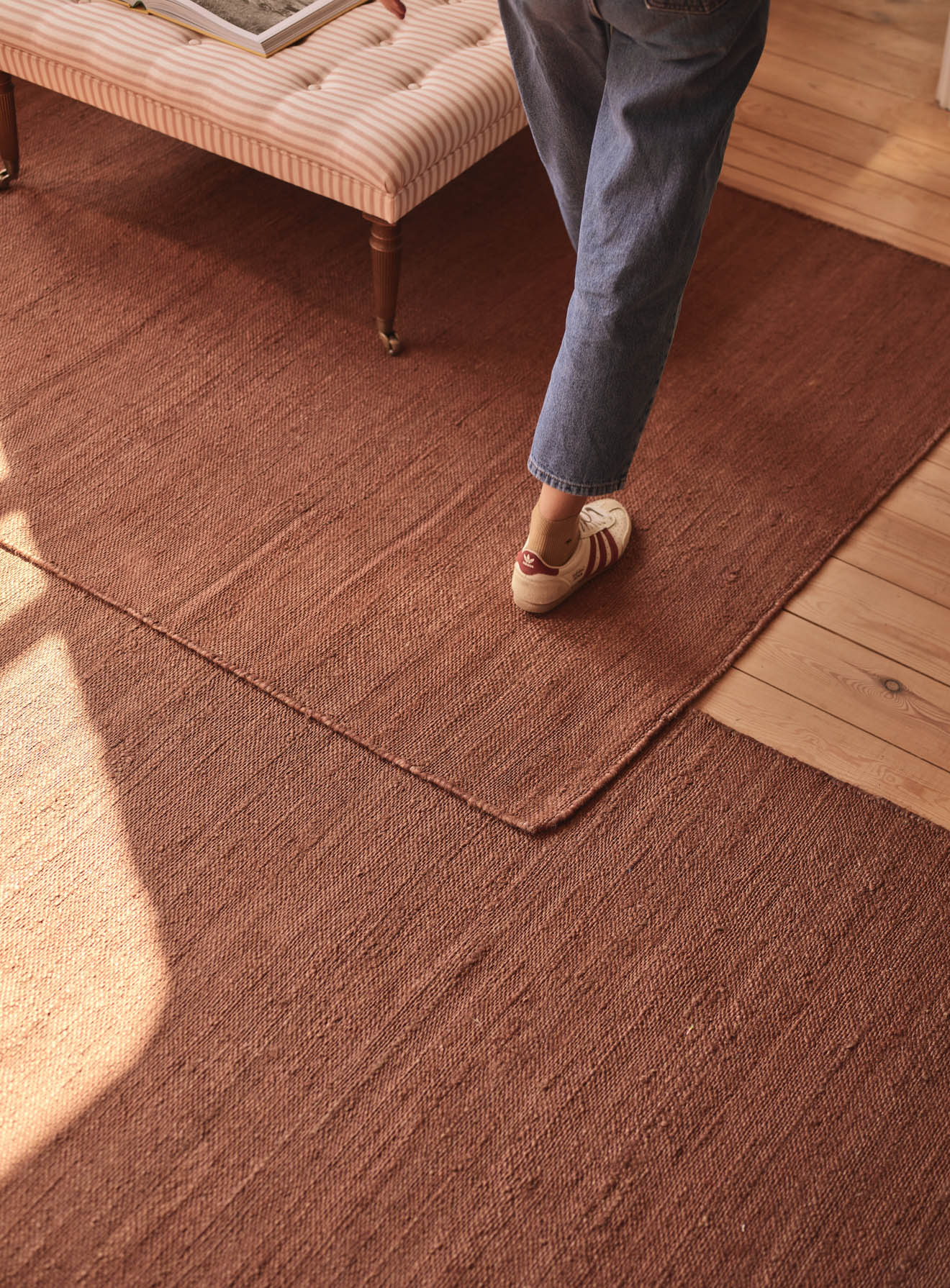 Rust Brown Jute Rug.