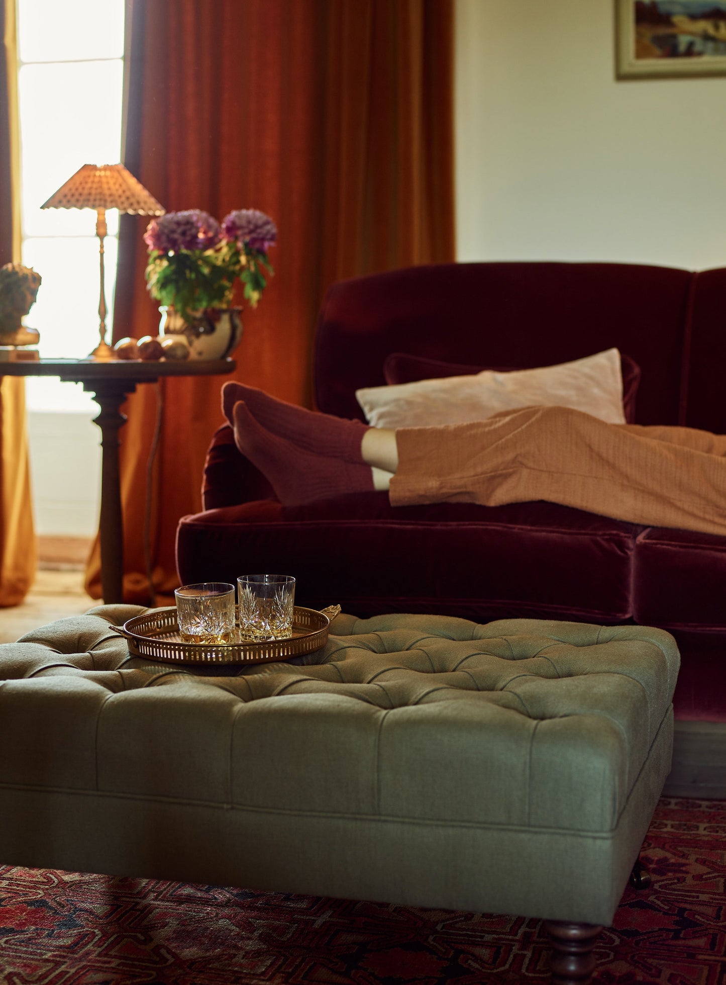 Taburet Elbert, Rust Velvet