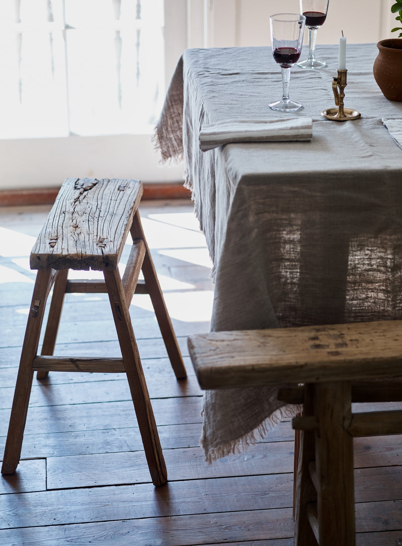 Taburet rustic Benvy, mic