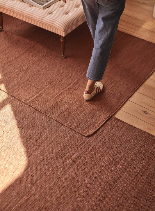 Rust Brown Jute Rug.